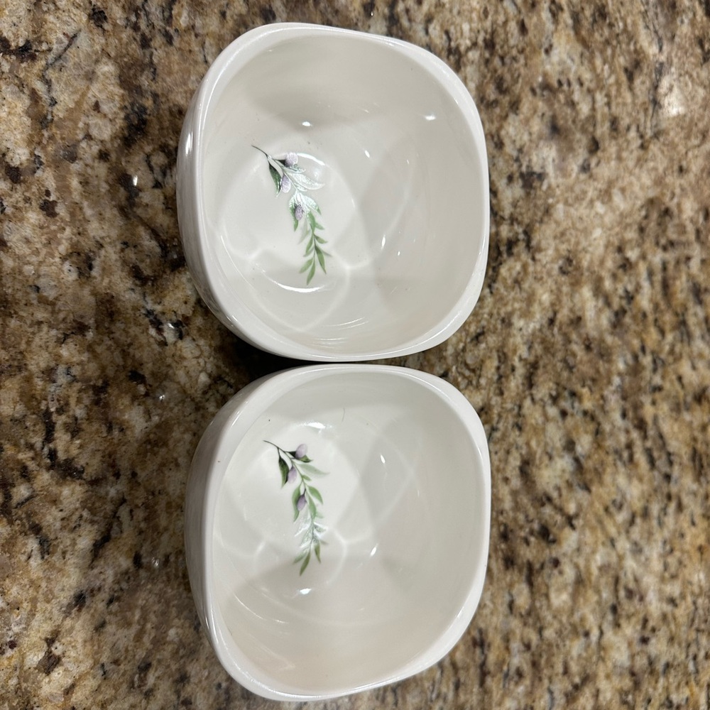 Elegant Cream Ceramic Bowls with Floral Design